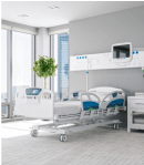 patient care room with bed, sunny outside